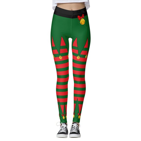 DHFJKG Christmas Leggings For Women Festive Holiday Printed Mid Rise High Strechy Opaque Slim Pants For Running Cycling Yoga Trendy Trousers