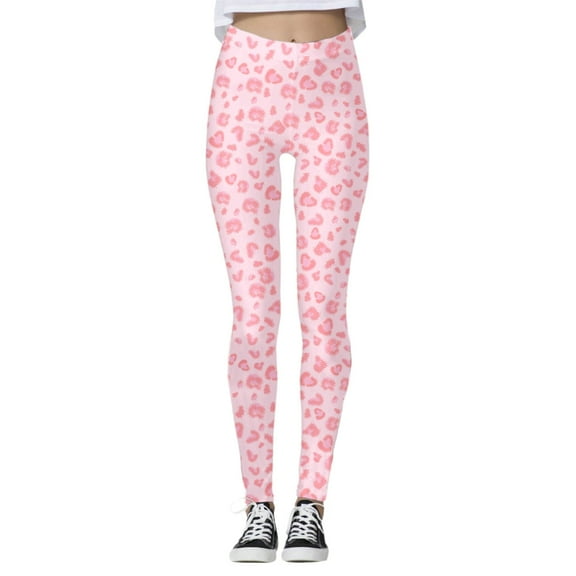 DHFJKG Christmas Leggings For Women Leopard Mid Rise High Stretch Santa Tight Pants Cozy Trousers