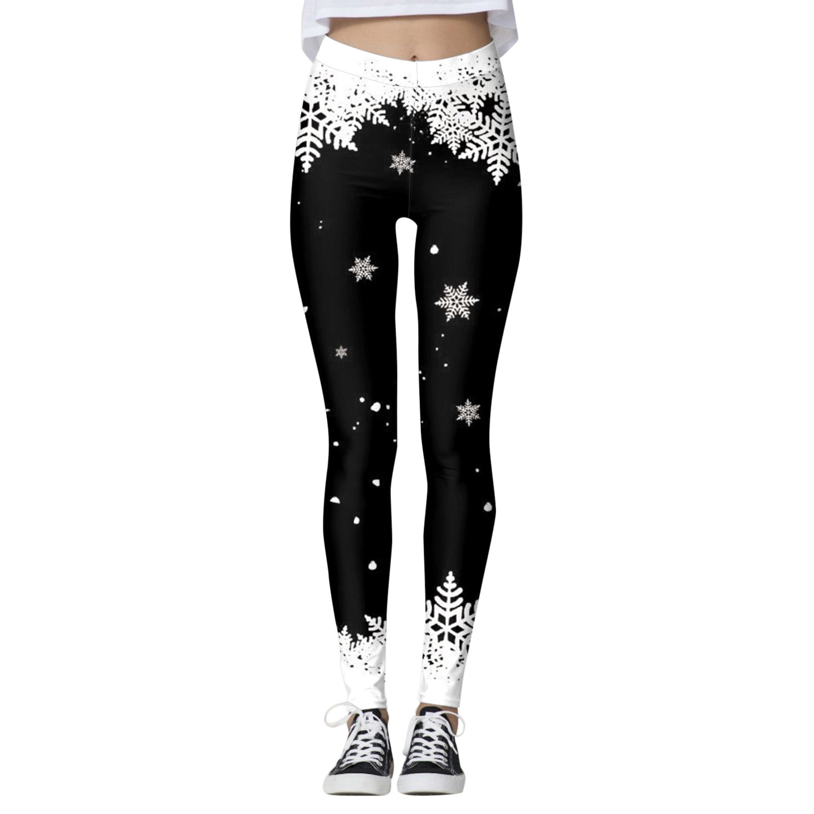 Stretch Santa DHFJKG Christmas Leggings For Women Xmas Themed Printed Mid Rise High ...