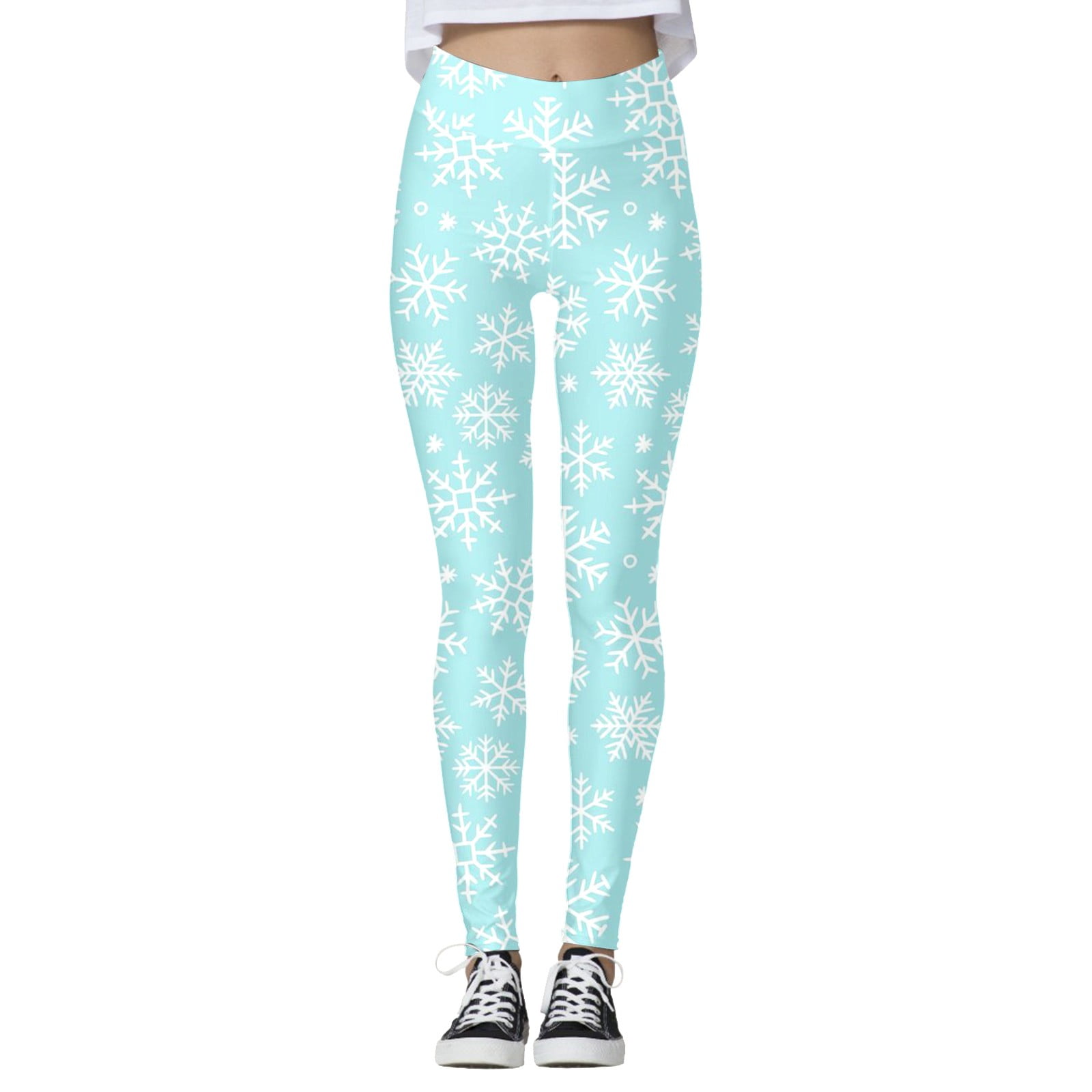 Stretch Santa DHFJKG Christmas Leggings For Women Xmas Themed Printed Mid Rise High ...