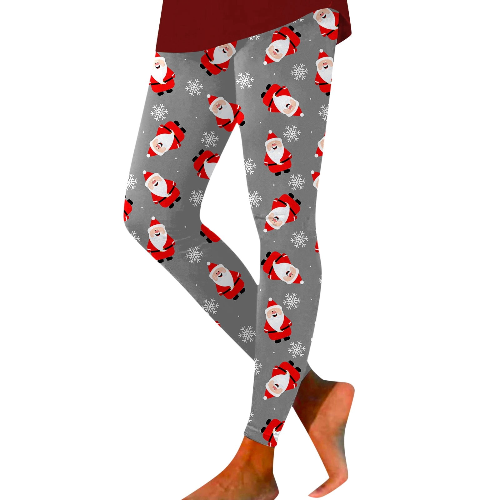 Stretch Santa DHFJKG Christmas Leggings For Women Xmas Themed Printed Mid Rise High ...