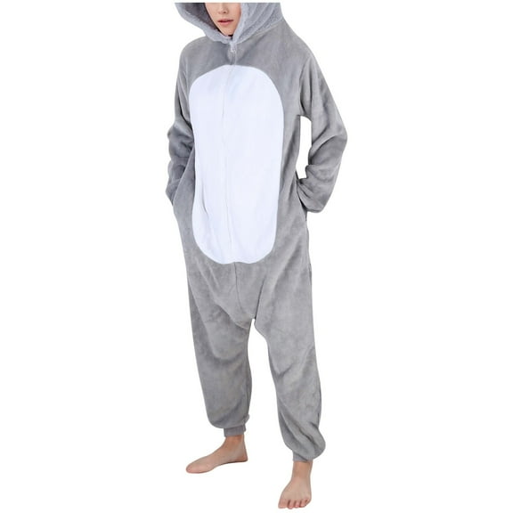 DHFJKG Christmas Pajamas Adult Animals Flannel Onesies With Ears Hood Snug Fit Zipper Ankle-Tied Jumpsuits Loungewear Autumn Winter Xmas Festive Cozy Nightwear