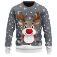 thumbnail image 1 of DHFJKG Christmas Reindeer Print Knit Sweater Mens Loose Fit Long Sleeve Crewneck Holiday Knitting Pullover Xmas Festive Cozy Jumper Tops, 1 of 3