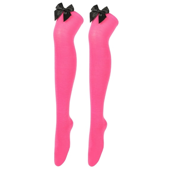 DHFJKG Christmas Socks For Womens Bowknot Solid Color Thigh High Socks Over The Knee Festival Soft Stockings