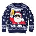 thumbnail image 1 of DHFJKG Christmas Sweater For Men Knitted Funny Santa Pattern Crew Neck Long Sleeve Loose Fit Knitwear Pullover Xmas Festive Soft Tops, 1 of 4