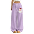 thumbnail image 1 of DHFJKG Christmas Wide Leg Pants Womens Santa Claus Print Elastic Waistband Floor Length Athletic Sweatpants Sportswear Comfort Trousers, 1 of 4