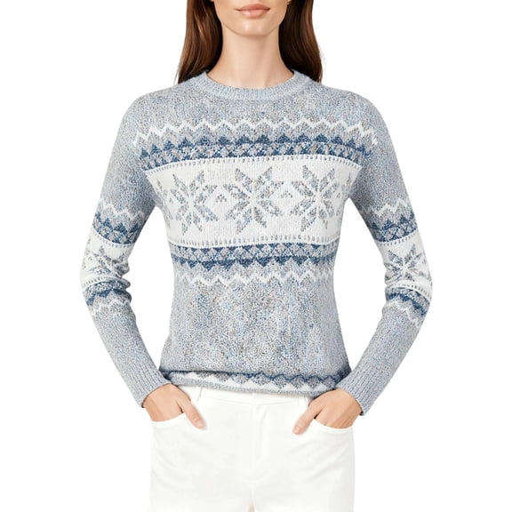 DHFJKG Christmas Womens Sweater Winter Plus Size Knit Snowflake Thermal Regular Fit Pullover Comfort Jumper Tops
