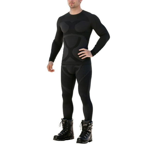 DHFJKG Compression Shirt 2 Piece Set For Men Ski Athletic Workout Long Sleeve Slim Fit Top And Pants Breathable Base Layer Cozy Outfit