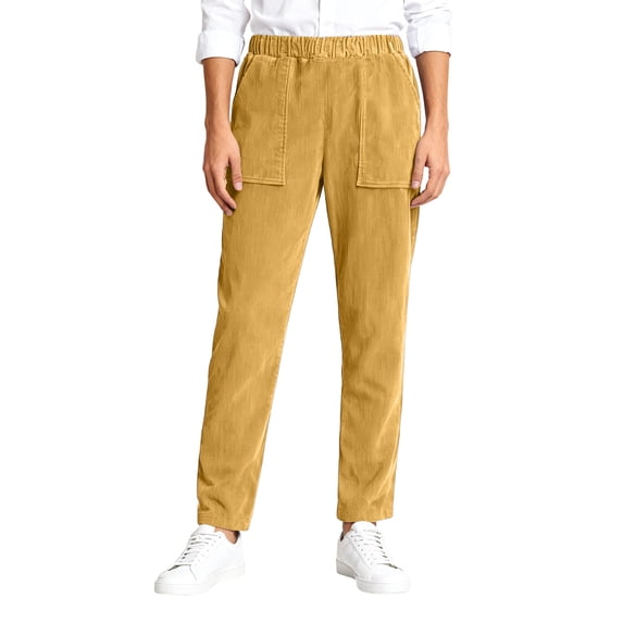 DHFJKG Corduroy Pants For Women Solid Color Straight Leg Elastic Waist Ankle Length Trousers With Pockets Fall Winter Versatile Trousers
