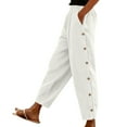 thumbnail image 1 of DHFJKG Corduroy Pants Women Baggy Comfy Joggers Elastic Waist Palazzo Harem Pants Side Button Up Solid Color Versatile Trousers, 1 of 7