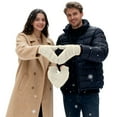 thumbnail image 1 of DHFJKG Couples Connected Mittens Hand Holding Heart Design Thermal Knit Gloves 1 Double And 2 Singles Cozy Mitten, 1 of 4