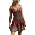 thumbnail image 1 of DHFJKG Cowgirl Dresses For Women Summer Bohemian Mini Dress Spaghetti Strap V Neck Collar Sexy Slim Fit Vacation Stylish Dresses, 1 of 4