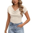 thumbnail image 1 of DHFJKG Cowl Neck T Shirts For Women Short Sleeve Slim Fit Basic Tee Casual Comfortable Summer Top Daily Wear Versatile Tops, 1 of 5