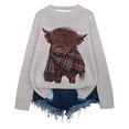 thumbnail image 1 of DHFJKG Crew Neck Sweaters For Women Cute Cow Printed Loose Fit Long Sleeve Knitted Top Pullover With Ribbing Edge Winter Soft Jumper Tops, 1 of 3