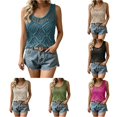 thumbnail image 1 of DHFJKG Crochet Tank Tops For Women Sleeveless Casual Knit Hollow Out Solid Color Scoop Neck Shirt Summer Beach Vacation Clothes Stylish Top, 1 of 5