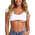 thumbnail image 1 of DHFJKG Crop Tops For Womens T Shirts Low Cut Slim Fit Short Sleeve Solid Color Basic Tees Night Out Clubwear, 1 of 7