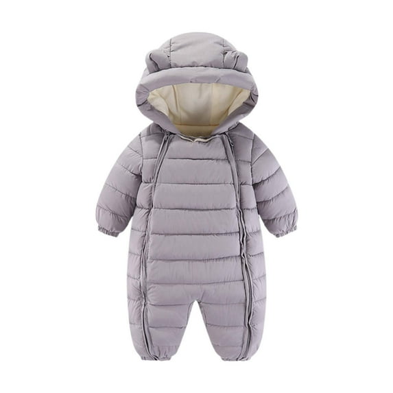 DHFJKG Cute Baby Snowsuit Boys Girls Puffer Hooded Coat Jumpsuit Double Zipper Jacket With Ears Shape Thickened Winter Clothes 3-24 Months Soft Outerwear