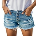 thumbnail image 1 of DHFJKG Denim Shorts For Women Sexy Casual Jeans Ripped Stretchy Raw Hem Hot Pants Summer Going Out Clothes Versatile Bottoms, 1 of 5