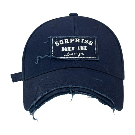 DHFJKG Distressed Denim Baseball Cap For Women Men Street Style Letter Embroidered Ripped Cap