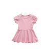 DHFJKG Dress Girls Summer Dresses For Baby Toddler Girls Short Sleeve O-Neck Pure Color Elastic Waist Outdoor Play Dress For 5 Months To 4 Years Cute Sundress