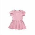 thumbnail image 1 of DHFJKG Dress Girls Summer Dresses For Baby Toddler Girls Short Sleeve O-Neck Pure Color Elastic Waist Outdoor Play Dress For 5 Months To 4 Years Stylish Sundress, 1 of 3