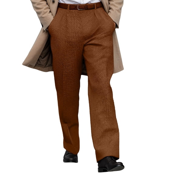 DHFJKG Dress Pants For Men Wide Leg Loose Fit Casual Business Flat Front Solid Color Stretch Pants Classic Trousers