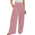 thumbnail image 1 of DHFJKG Dress Pants Women Pleated Solid Color Wide Leg Loose Fit Pants With Pockets For Commuting Office Lady Classic Trousers, 1 of 6