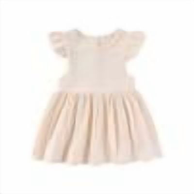 DHFJKG Dress Toddler Girls Fly Sleeve Round Neck Holiday Party Solid Color Dance Party Princess Pleated Dresses Comfort Sweet Dress