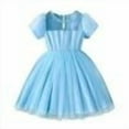 thumbnail image 1 of DHFJKG Dress Trendy Girls Dresses Casual Outings Outdoor Stylish Solid Color Round Neck Short Puff Sleeve Lace Tulle Ball Gown Dress For Ages 4-7 Trendy Dress, 1 of 9