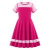 DHFJKG Dress Trendy Girls Dresses For Everyday Casual Wear Classic Short Sleeve Round Neck Mesh A-Line Dress For Ages 6-13 Nice For Spring And Summer Outfit Cute Sundress