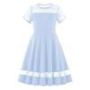DHFJKG Dress Trendy Girls Dresses For Everyday Casual Wear Classic Short Sleeve Round Neck Mesh A-Line Dress For Ages 6-13 Nice For Spring And Summer Outfit Stylish Sundress