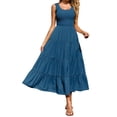 thumbnail image 1 of DHFJKG Dresses For Women Wedding Guest Dress Smocked Cami Sleeveless Scoop Neck Maxi Sundresses 2026 Summer Beach Vacation Clothes Stylish Dresses, 1 of 6