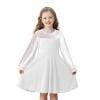 DHFJKG Dresses Girls Lace Long Sleeve Lantern Sleeve Solid Color Cute Dress For Ages 6-15 O-Neck Trendy Dress
