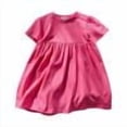 thumbnail image 1 of DHFJKG Dresses Girls Summer Casual Dress Short Sleeve O-Neck Solid Color Elastic Waist For Toddler To Kids Age 2-11 Lightweight Breathable Daily Wear Cute Sundress, 1 of 3