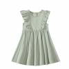 DHFJKG Dresses Summer Casual Girls Sleeveless Solid Color Ruffled Dress Cute And Playful Linen Outfit For Children 2-6 Nice For Daily Wear And Outings Trendy Sundress