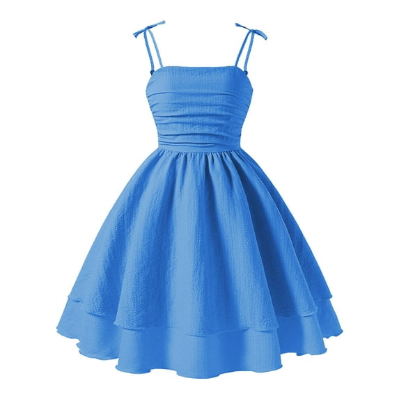 DHFJKG Dresses Summer Girls Solid Color Dress With Bow Knot Sweet Sleeveless For Kids Off The Shoulder Cute Sundress