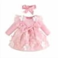 thumbnail image 1 of DHFJKG Dresses Toddler Girls Long Sleeve Holiday Party Floral Appliques Bowknot Dress Dance Party Dress Headbands Set O-Neck Sweet Suit, 1 of 4