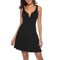 thumbnail image 1 of DHFJKG Dresses For Women Summer V Neck Sleeveless Sexy Stretchy Solid Color Party Mini Dress A Line Formal Casual Wear Spaghetti Strap Versatile Dresses, 1 of 8