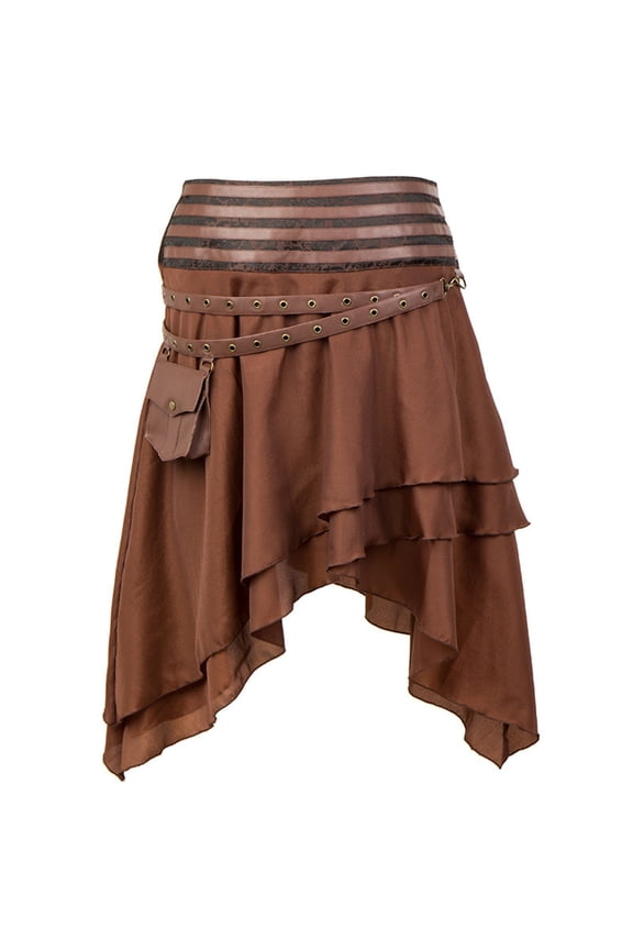 Ethnic Style Dance Skirts For Women Flowy Elastic Waist Irregular Hem Gothic Punk Midi Skirt Trendy Skirt