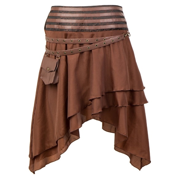 DHFJKG Ethnic Style Dance Skirts For Women Flowy Elastic Waist Irregular Hem Gothic Punk Midi Skirt Trendy Skirt