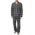 thumbnail image 1 of DHFJKG Fall Winter Mens Pajamas Set Plaid Loungewear Long Sleeve Turndown Collar Button Down Shirt Loose Fit Pants 2 Piece Set Soft Nightwear, 1 of 3