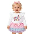 thumbnail image 1 of DHFJKG First Birthday Outfit Girls Clothes Letter Print Long Sleeve Romper Bodysuits Layered Tutu Skirt With Headband 3 Piece Set Cute Outfit, 1 of 9