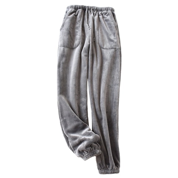 DHFJKG Flannel Pajamas Pants Unisex Plus Size Loungewear Thickened Elastic Drawstring Loose Fit Ankle-Tied Sleepwear Bottoms With Pockets For Autumn Winter Versatile Trousers