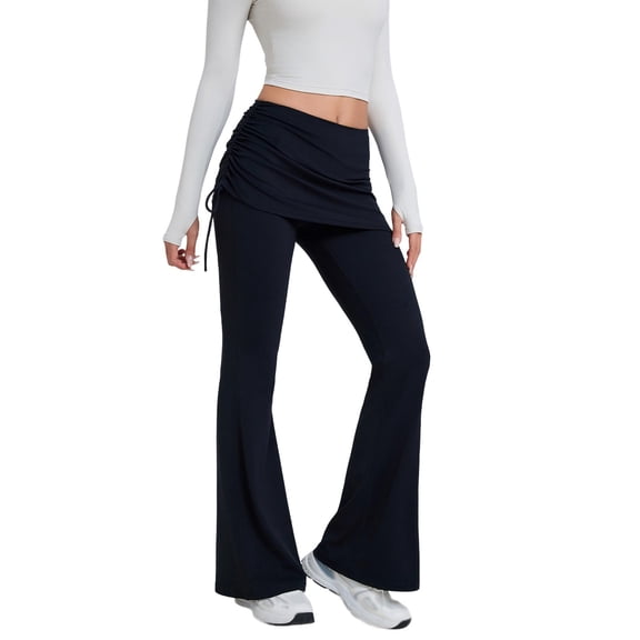 DHFJKG Flared Yoga Pants Women High Waist Stretchy Workout Running Buttery Soft Casual Drawstring Gym Sweatpsnts Trendy Trousers