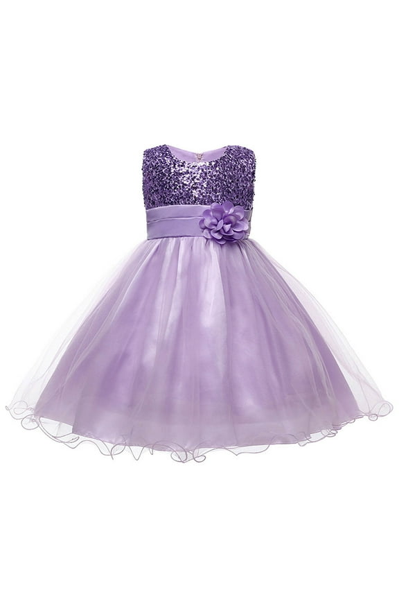 Flower Girls Princess Dress Glitter Sequins Tulles For Wedding Kids Prom Sleeveless Mesh Ball Gowns Trendy Dresses