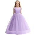 thumbnail image 1 of DHFJKG Flower Girls Satin Dresses Kids Wedding Sleeveless Backless Mesh Ball Gowns Long Dress With Bowknot Prom Formal Party Cozy Dresses, 1 of 6