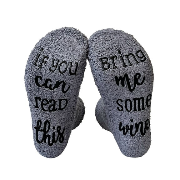 DHFJKG Fluffy Crew Socks For Women Fuffy Non Letter Grippers Warm Indoor Mid Calf Socks Autumn Winter Soft Stockings