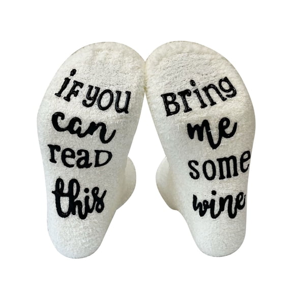 DHFJKG Fluffy Crew Socks For Women Fuffy Non Letter Grippers Warm Indoor Mid Calf Socks Autumn Winter Soft Stockings