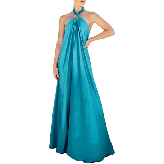 DHFJKG Formal Dresses For Women Wedding Guest Dress Summer Halter Silk Satin Sleeveless Flowy Maxi Dress Party Prom Versatile Dresses