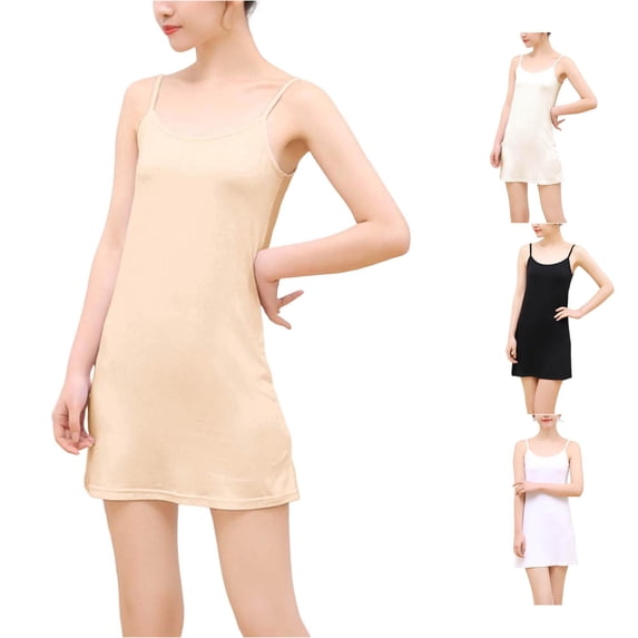 DHFJKG Full Slip Dress For Women Adjustable Spaghetti Strap Under Dress Cami Mini Slips Undergarment Nightgown